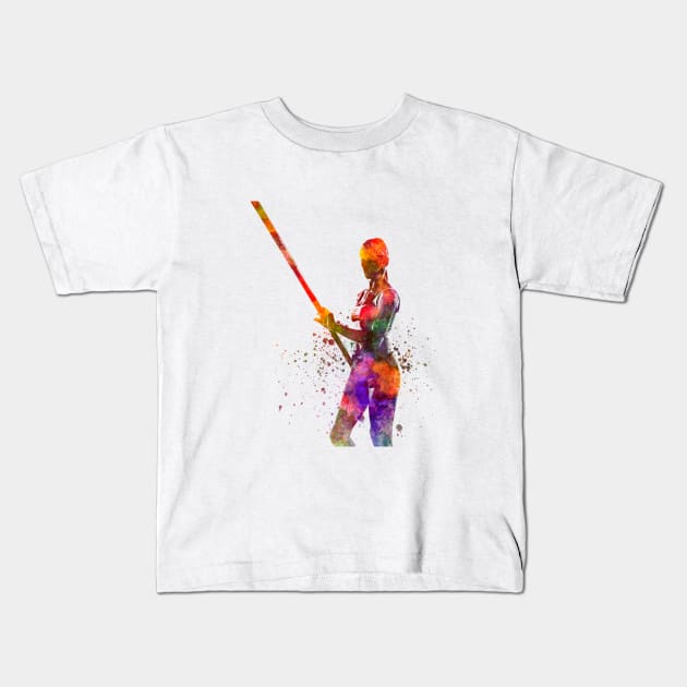 pole vault in watercolor Kids T-Shirt by PaulrommerArt